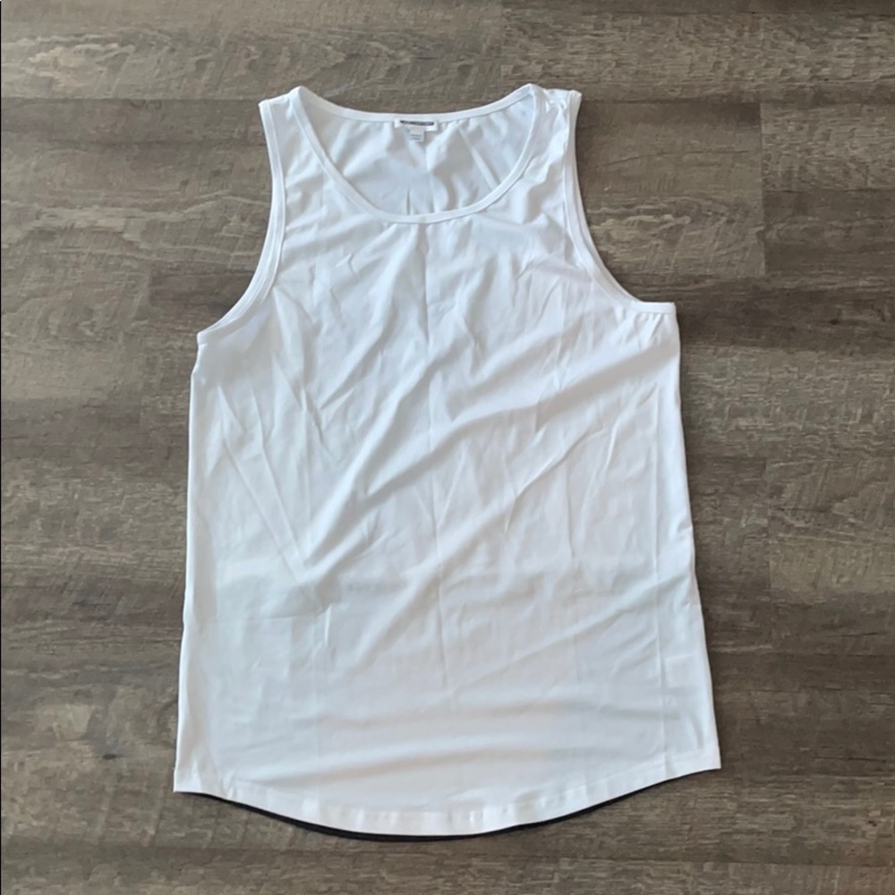 Men’s white & black active wear tank top